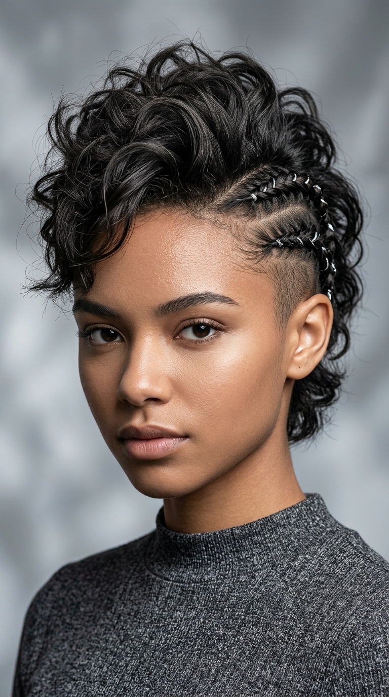 Faux Hawk with Braided Sides