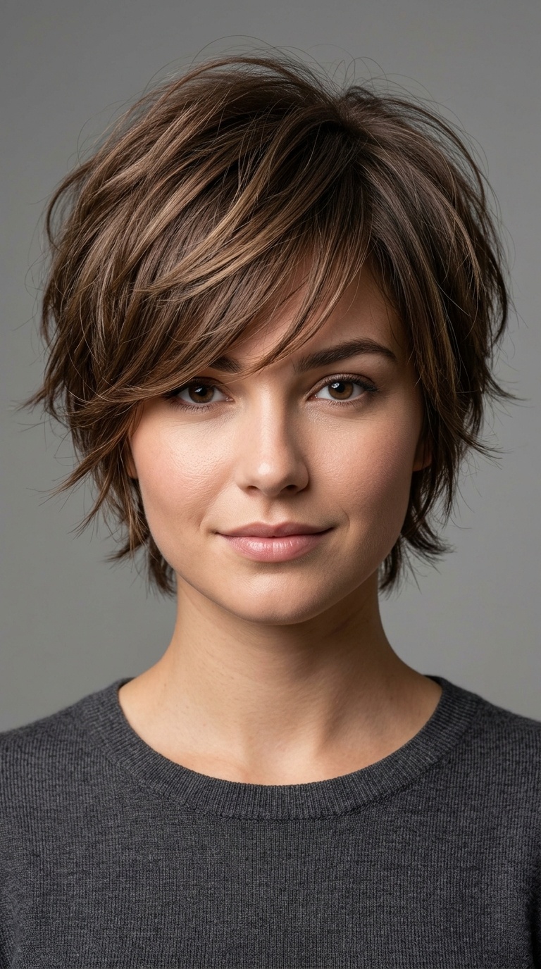 Feathered Pixie with Long Bangs