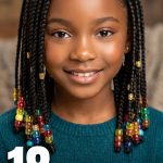 18 Box Braid Hairstyles for Kids with Colorful Beads