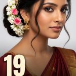 19 Indian Hairstyles for Saree Low Buns with Fresh Flowers