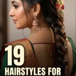 19 Hairstyles for Half Saree Function Looks with Long Braids