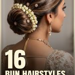 16 Bun Hairstyles for Saree Looks with Gajra and Pins