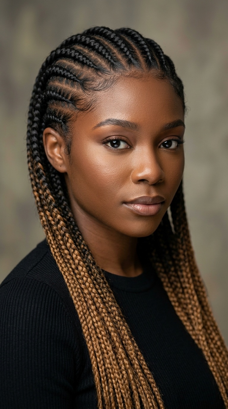 Feed-In Ombre Conroe Braids