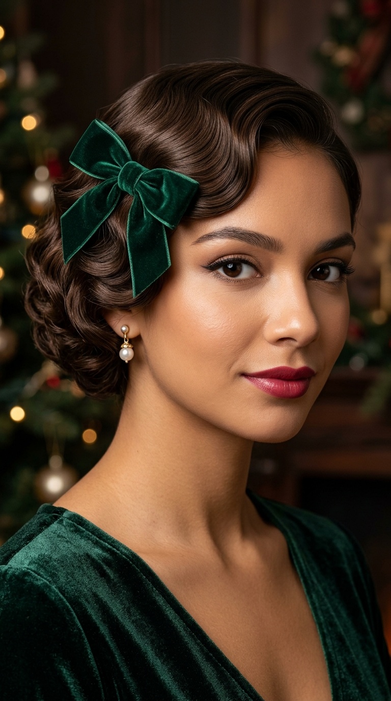 Finger Waves with Jewel-Toned Bow
