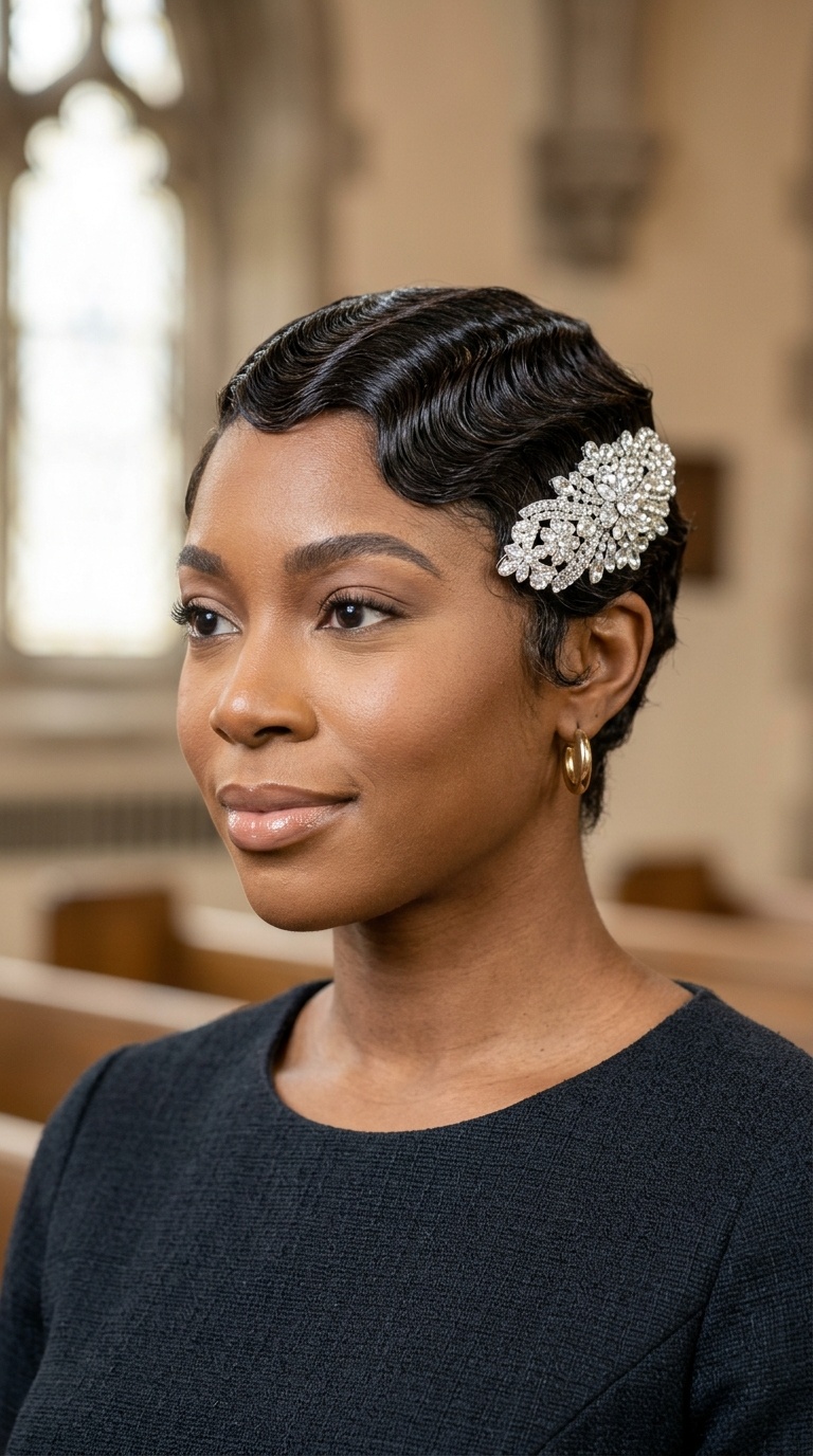 Finger Waves with Sparkly Clip