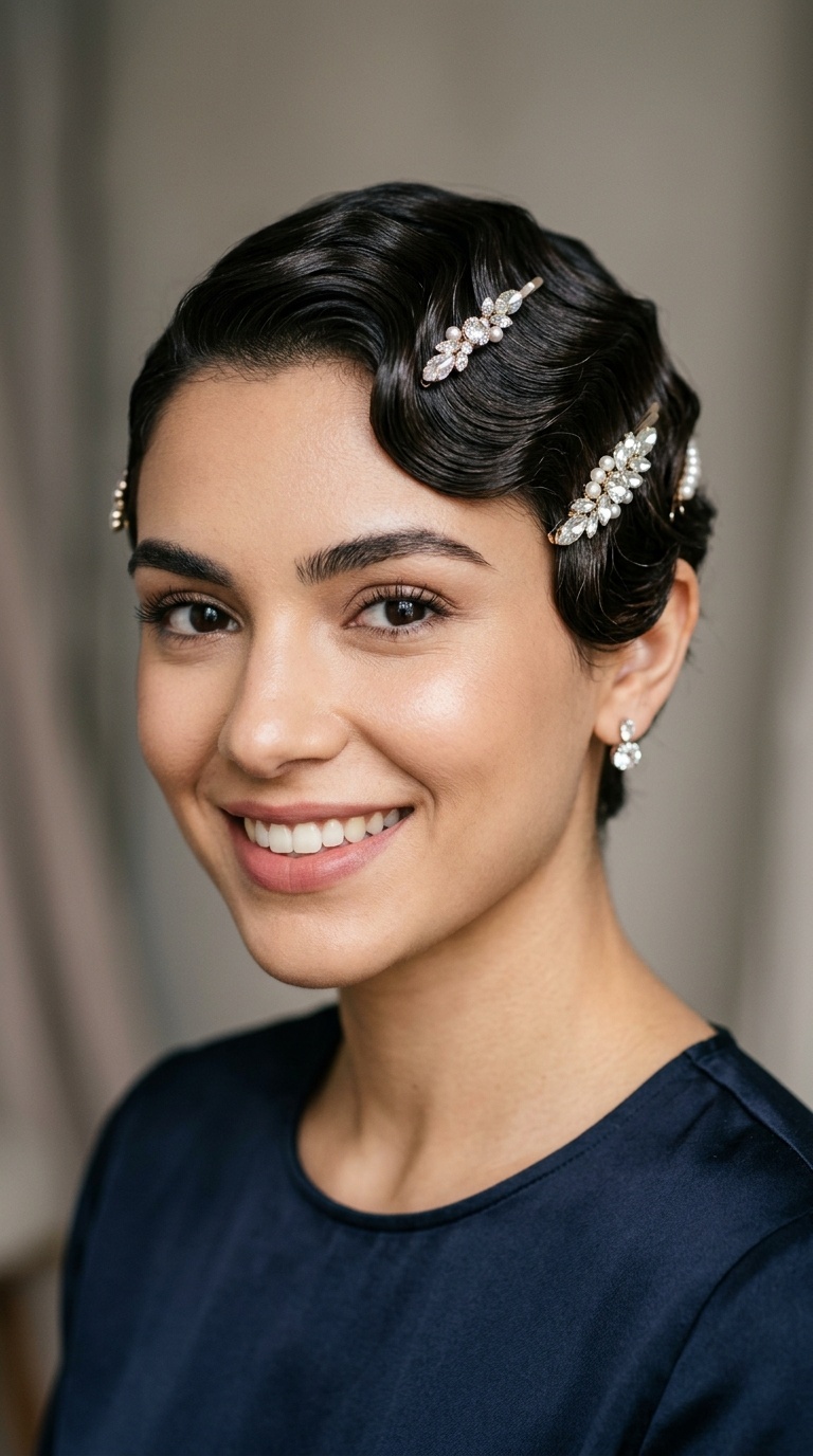 Finger Waves with Sparkly Pins
