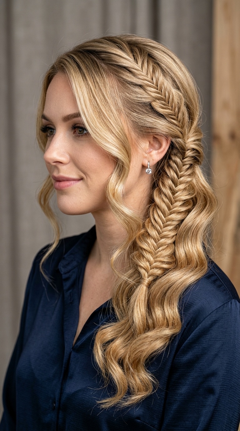 Fishtail Accent with Hollywood Waves