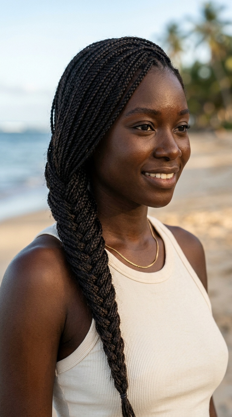 Fishtail Braid on Micro-Braids