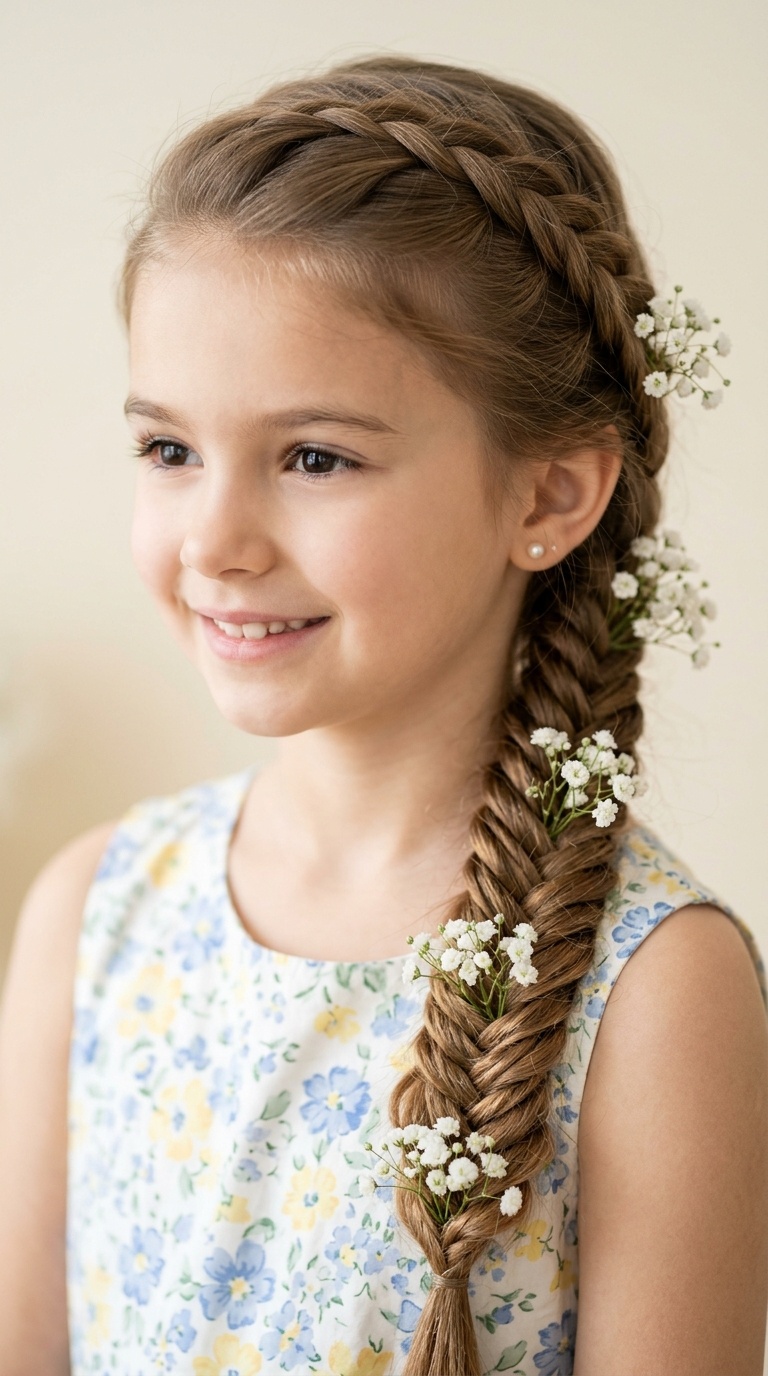Fishtail Braid with Baby’s Breath