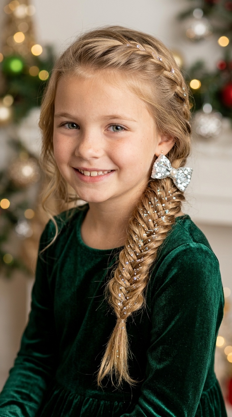 Fishtail Braid with Festive Sparkles