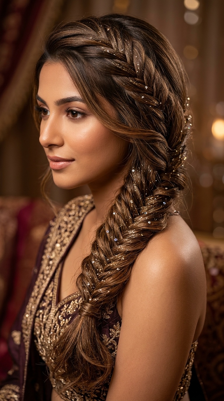 Fishtail Braid with Glitter