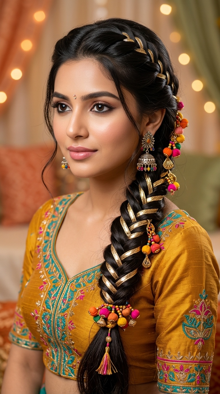 Fishtail Braid with Gota Patti