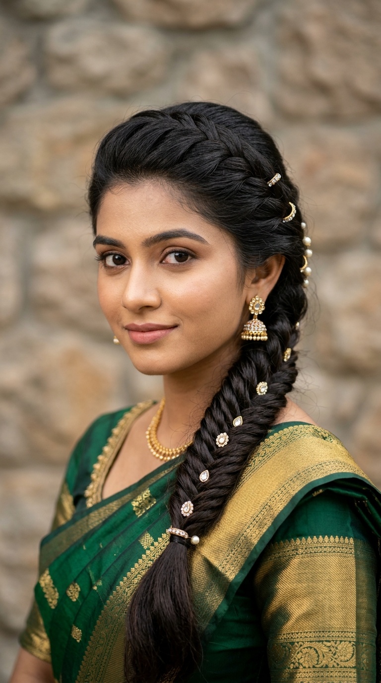 Fishtail Braid with Jewels