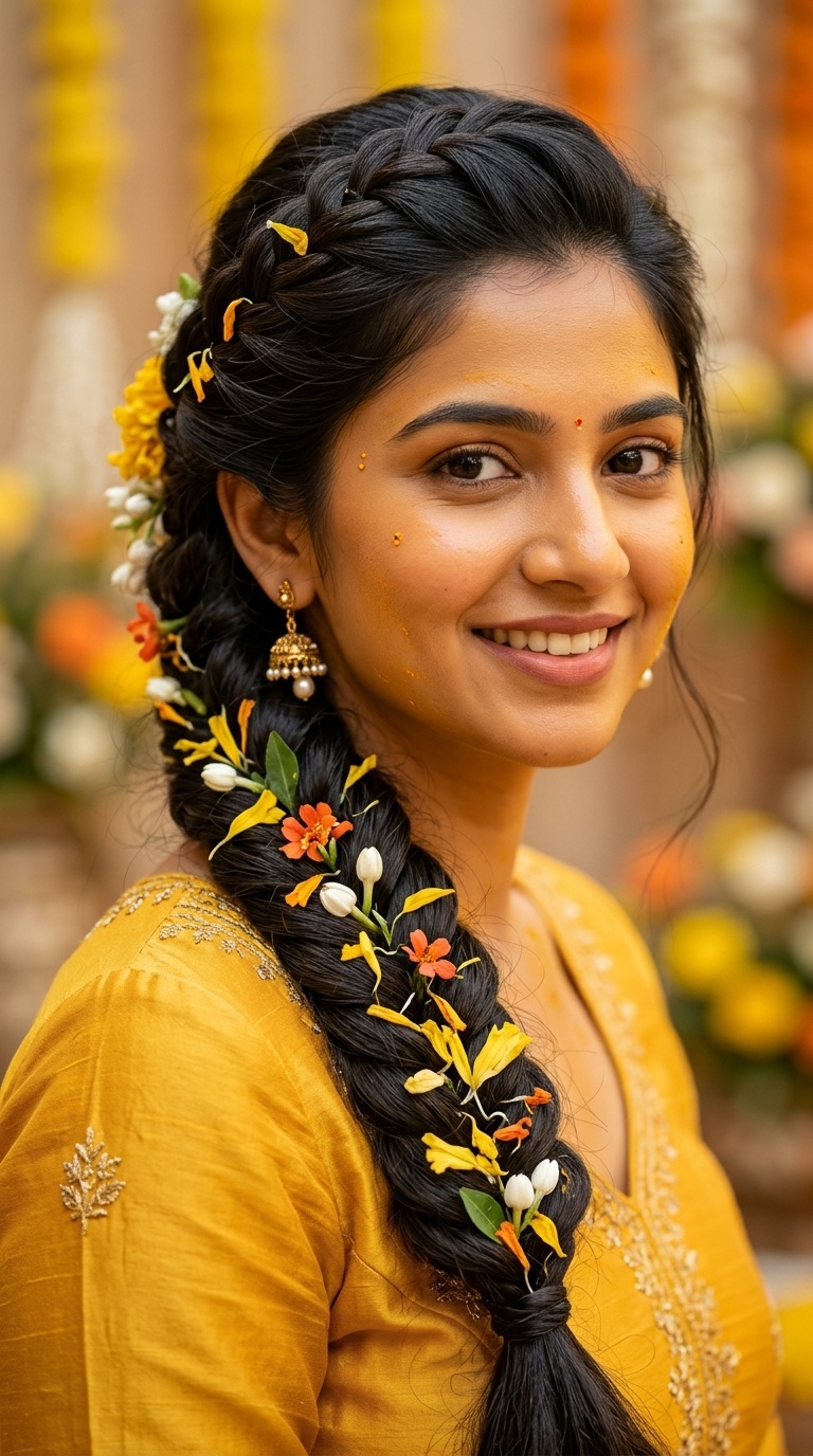 Fishtail Braid with Petal Accents