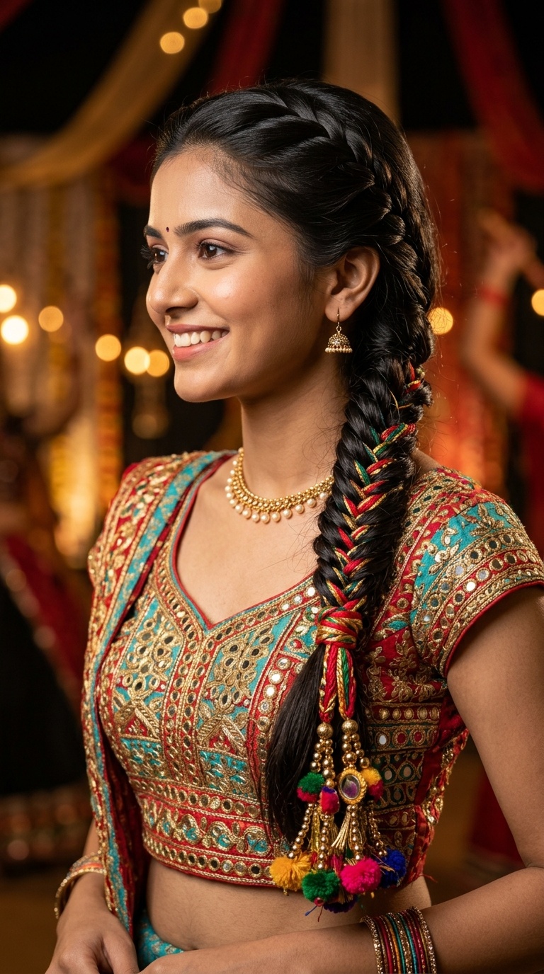 Fishtail Braid with Traditional Parandi