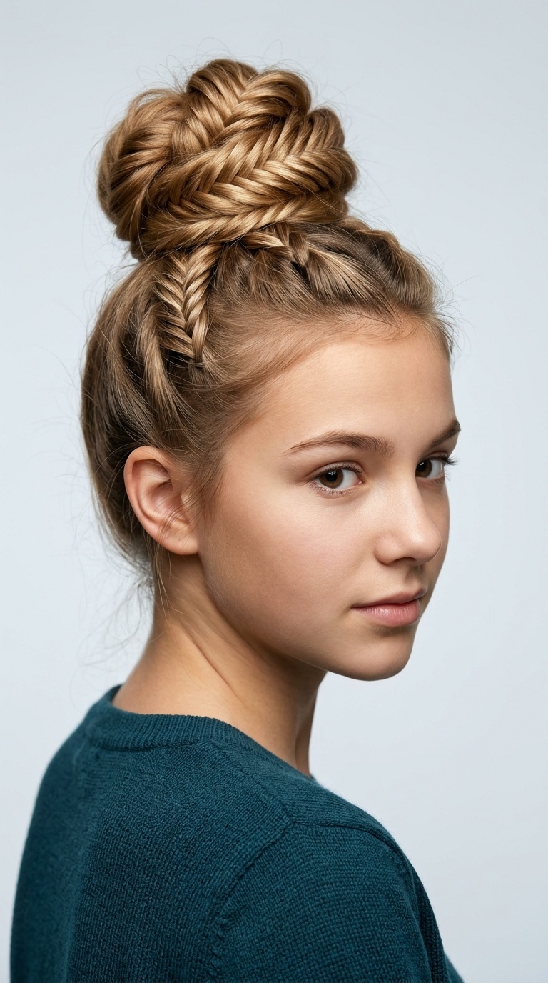 Fishtail Braided High Bun