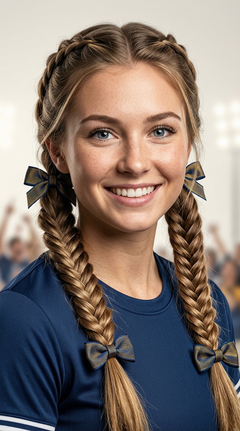 Fishtail Pigtails with Color-Coordinated Bows