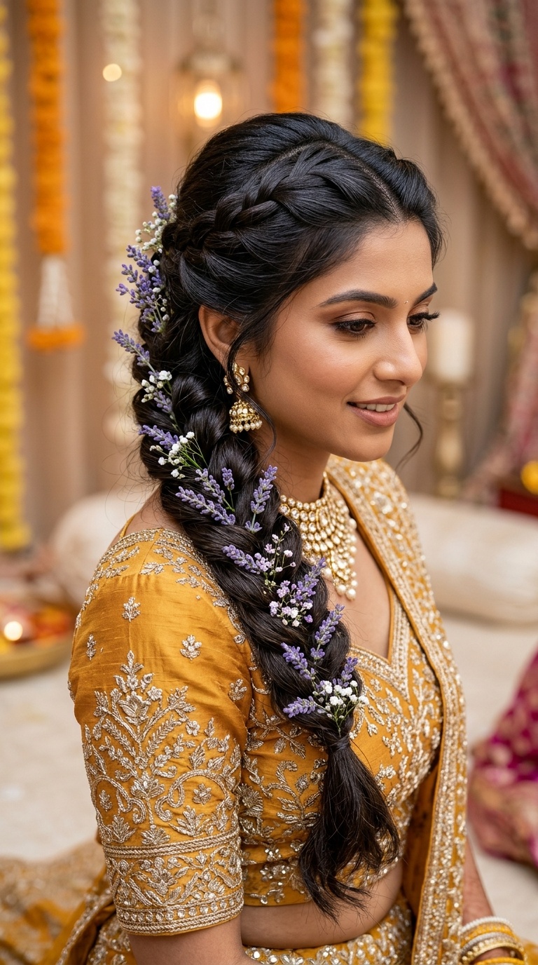 Five-Strand Braid with Lavender Sprigs