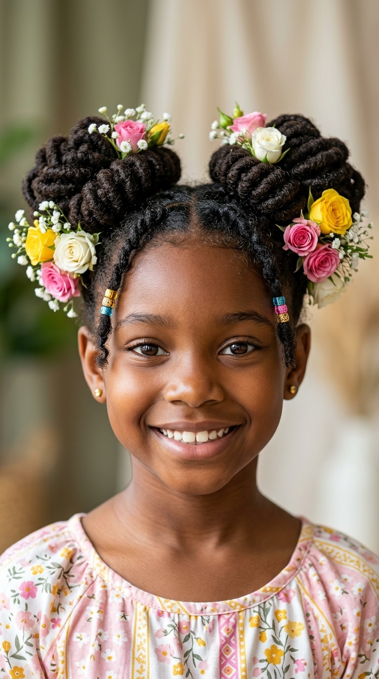 Floral-Accented Barrel Buns