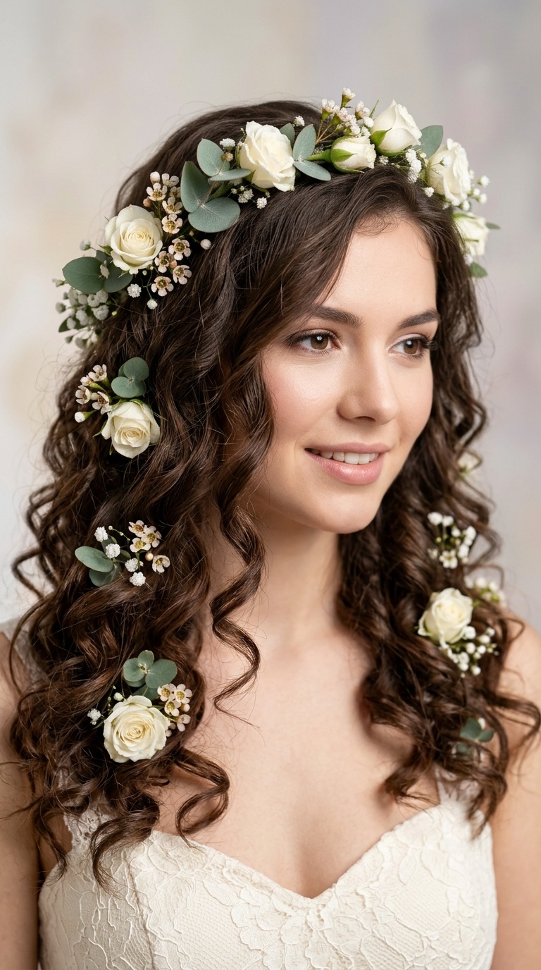 Floral Crown with Loose Spirals