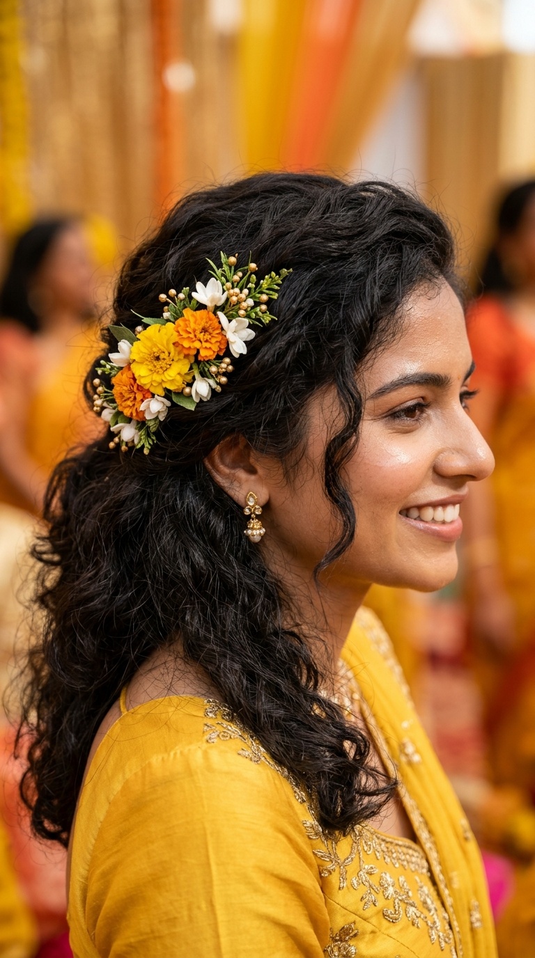 Floral Hair Pins on Natural Texture
