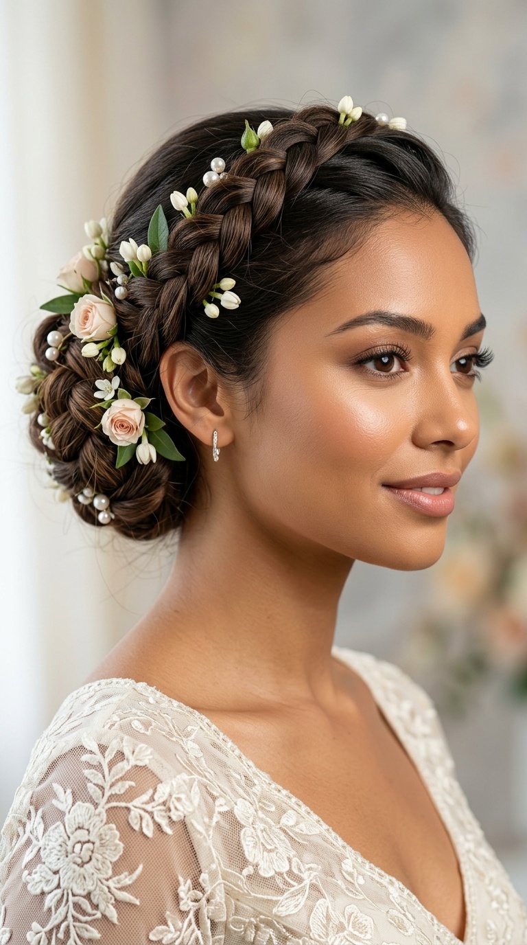 Floral-Infused Braided Bun