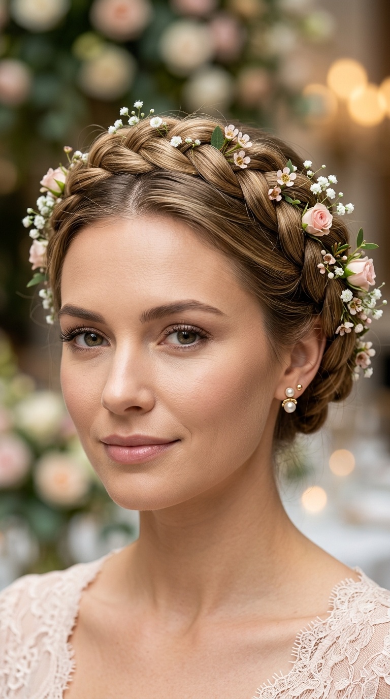 Floral-Infused Crown Braid