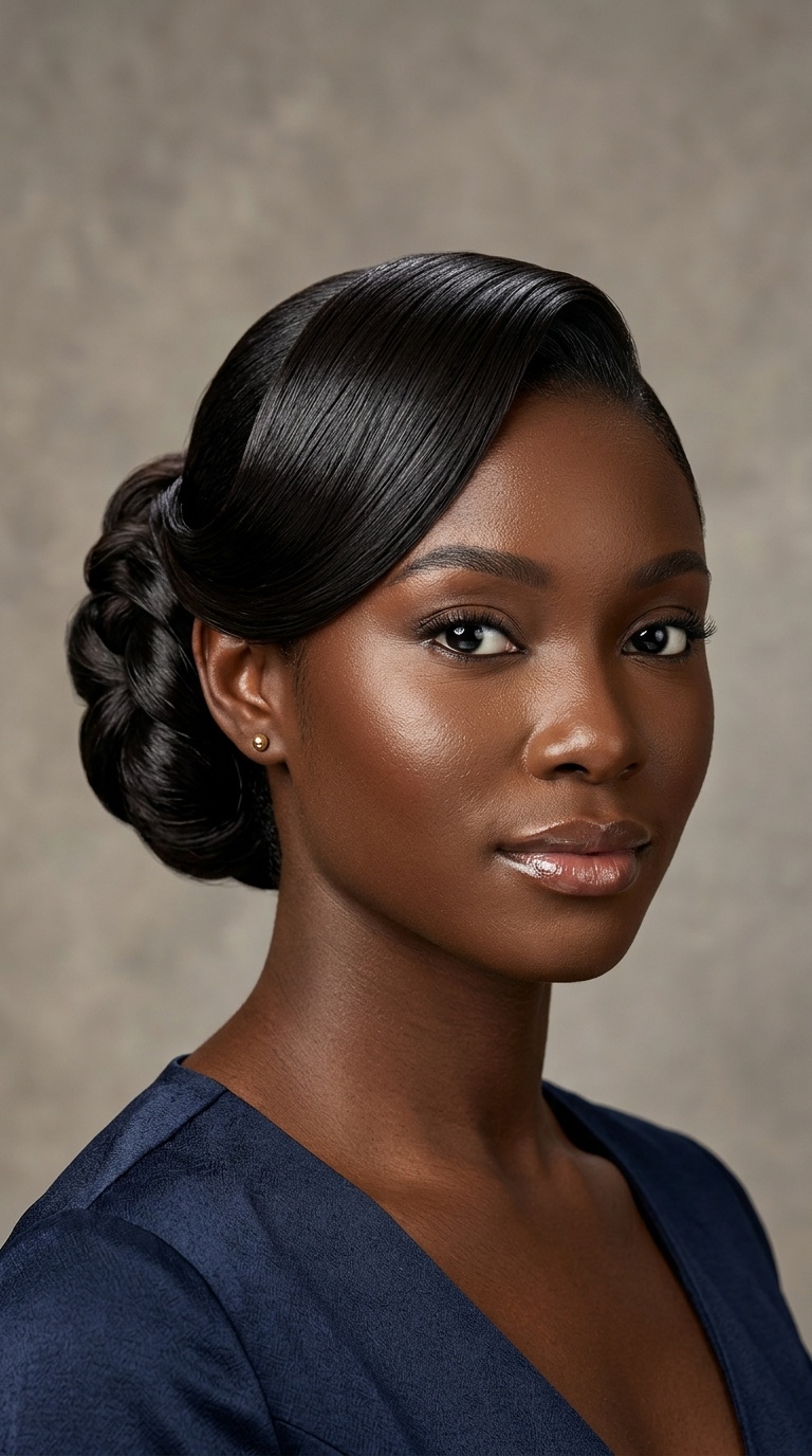 Formal Chignon with Architectural Swoop