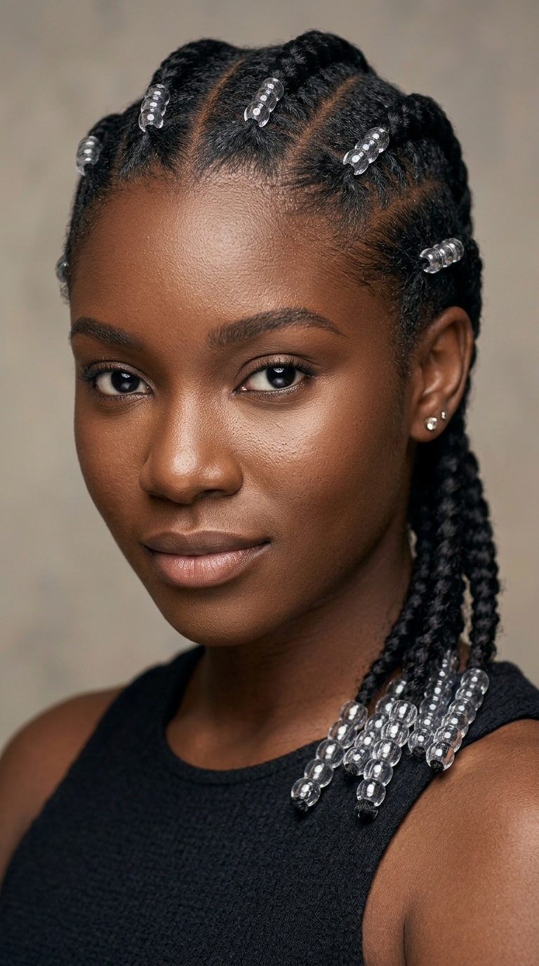 Four Braids with Clear Beads