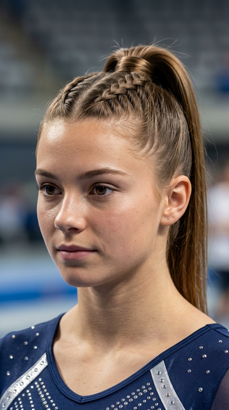 French Braid into a High Pony