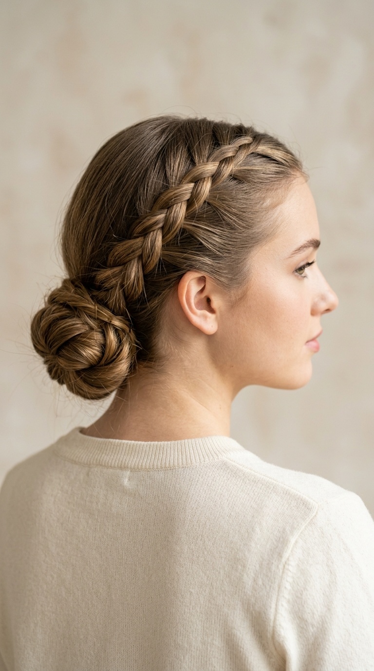 French Braid into a Low Bun