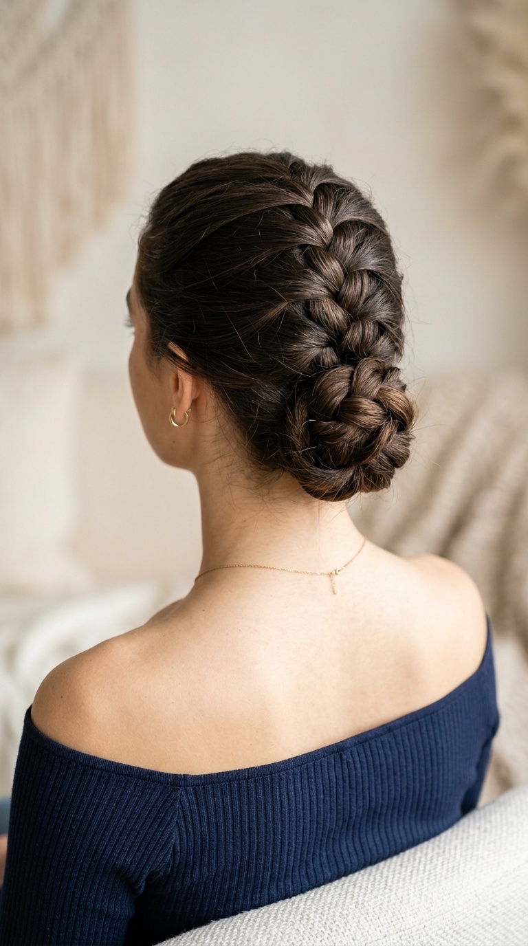 French Braid into a Low Bun
