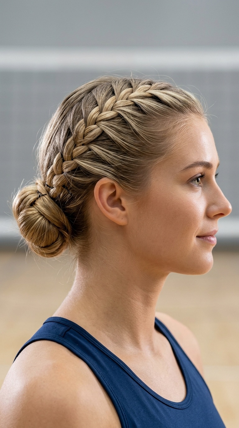 French Braid into a Low Bun