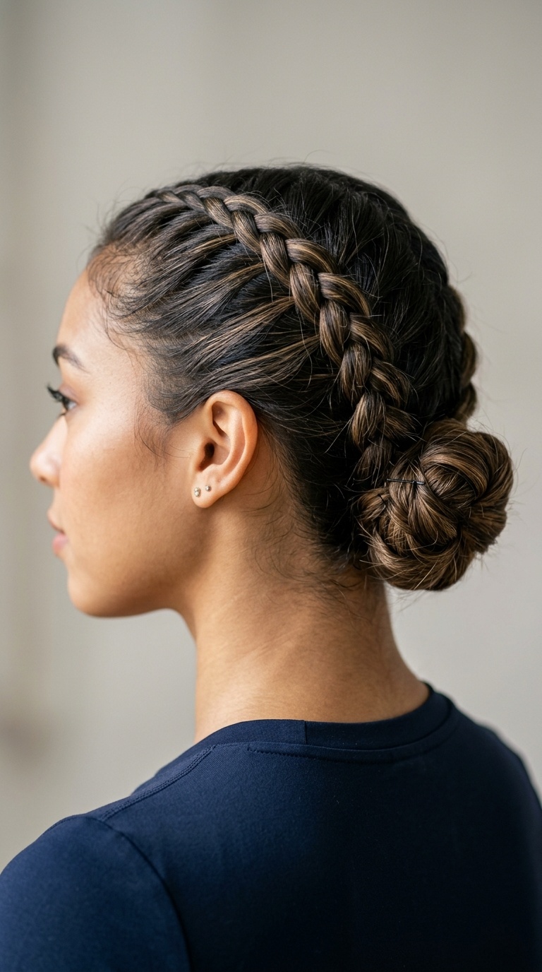 French Braid into a Low Bun