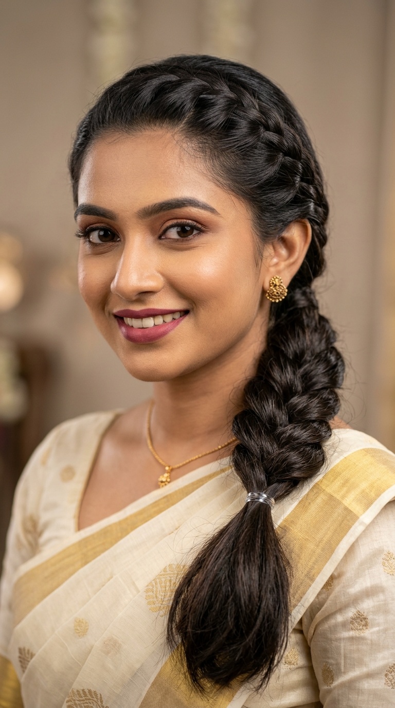 French Braid into a Side Ponytail