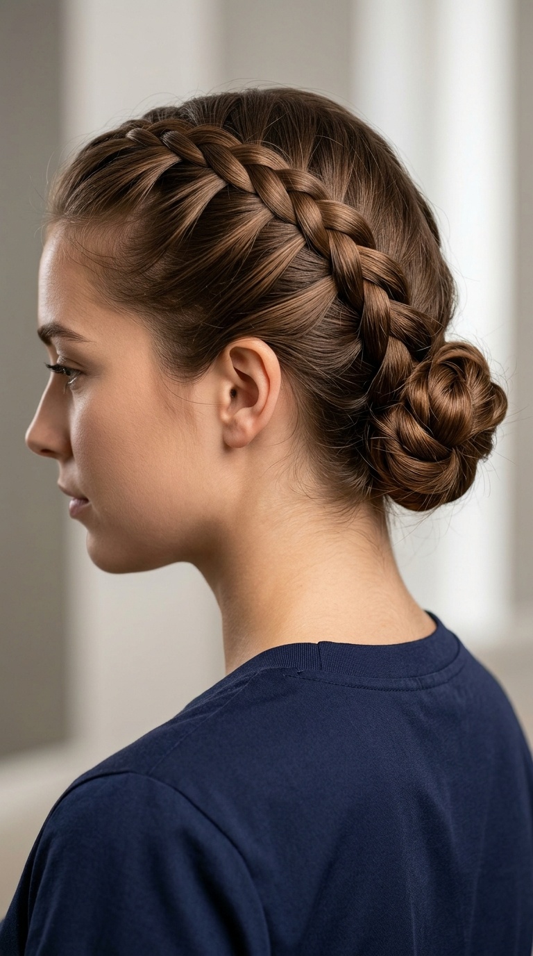 French Braid into a Tucked Bun