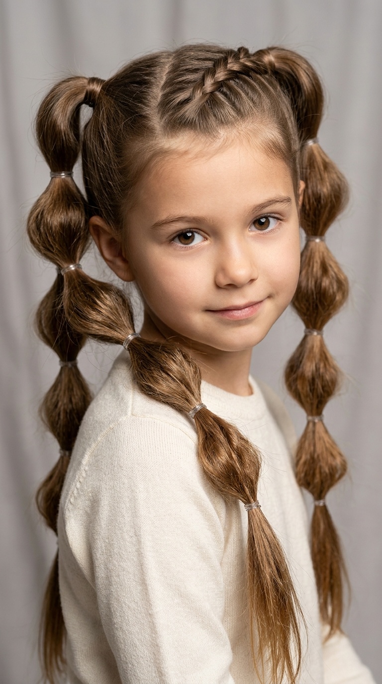 French Braid into Long Bubble Tails