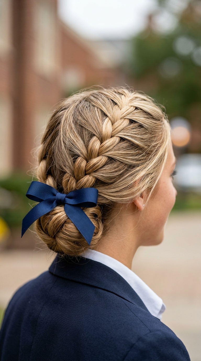 French Braid Tucked with a Bow
