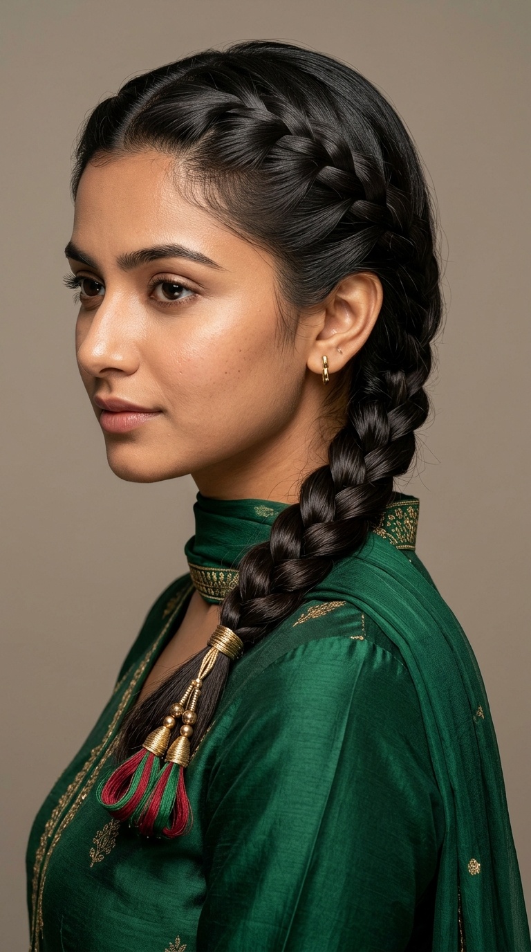 French Braid with a Tassel