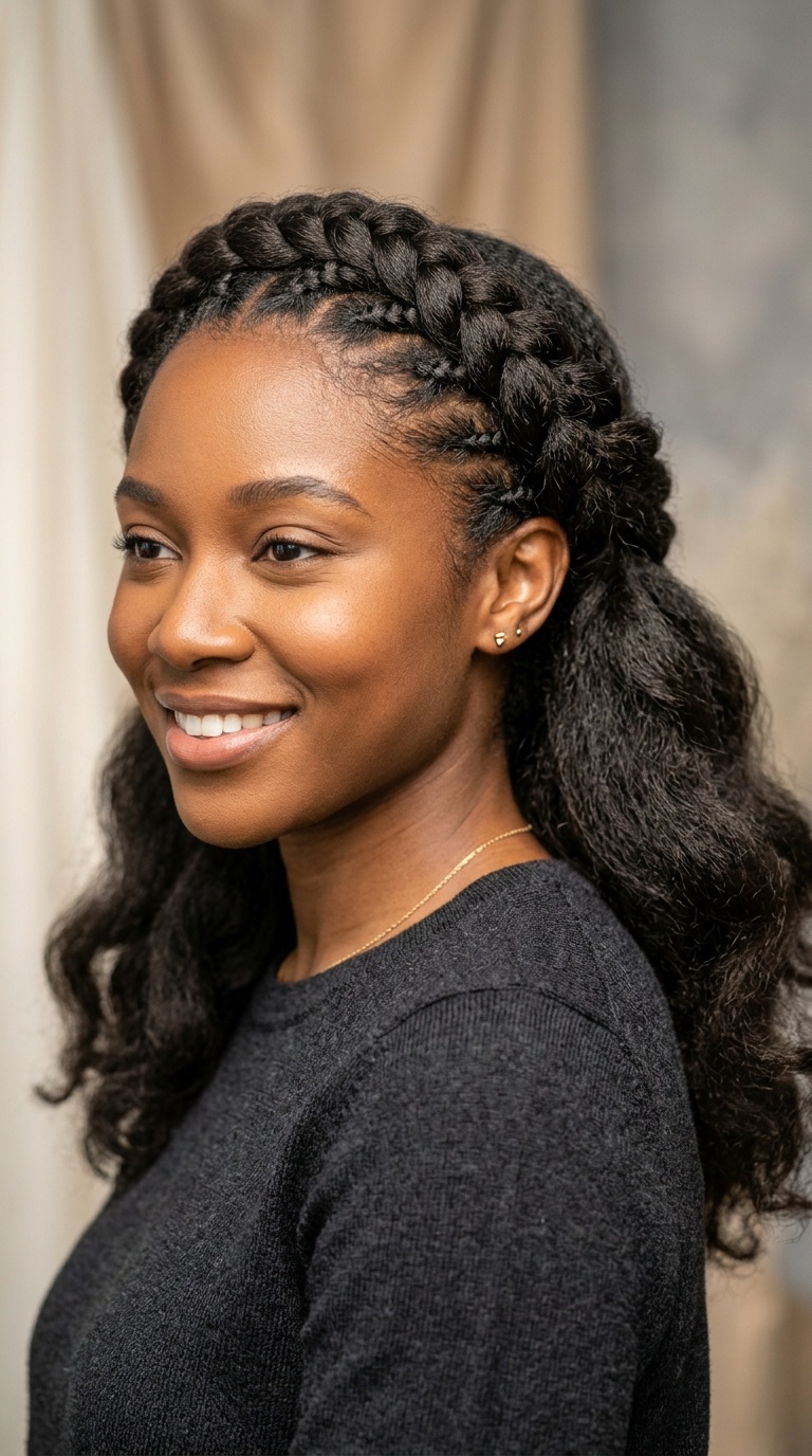 French Braided Crown with Loose Back