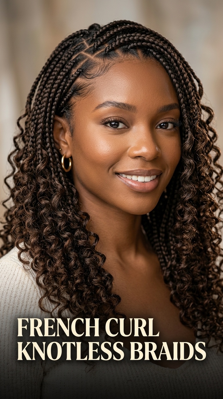 French Curl Knotless Braids
