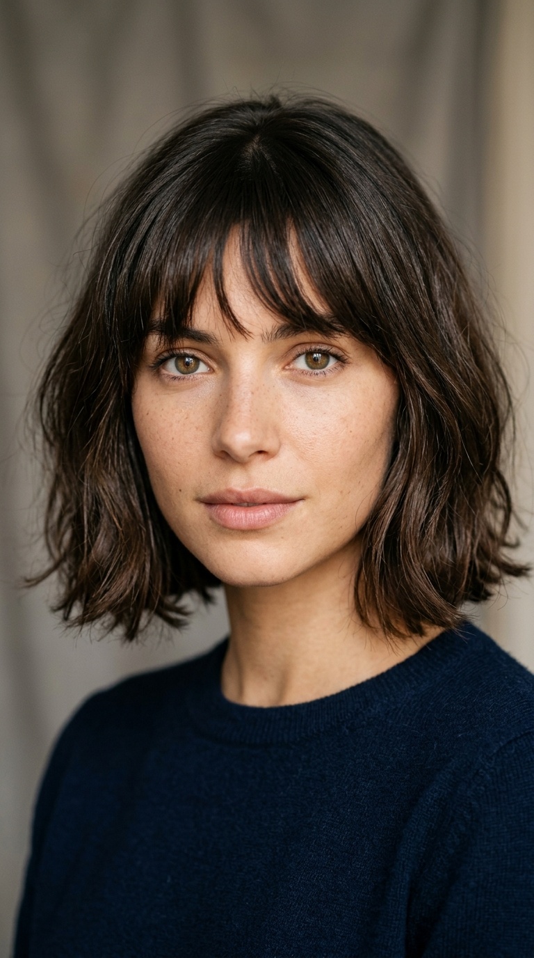 French Girl Bob with Brow-Grazing Bangs