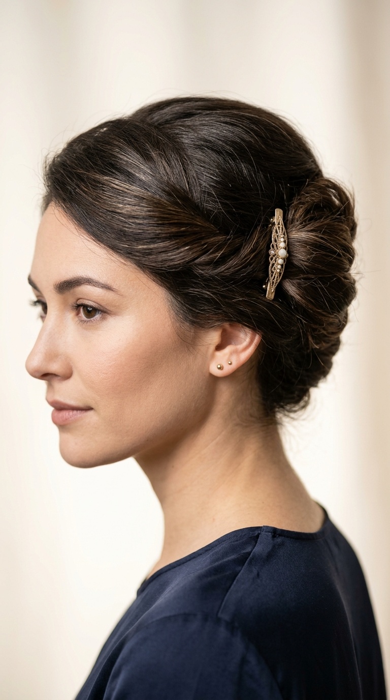 French Twist with a Barrette