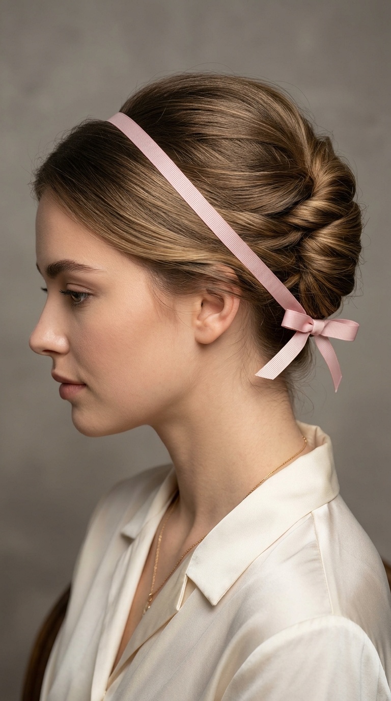 French Twist with a Dainty Ribbon Wrap
