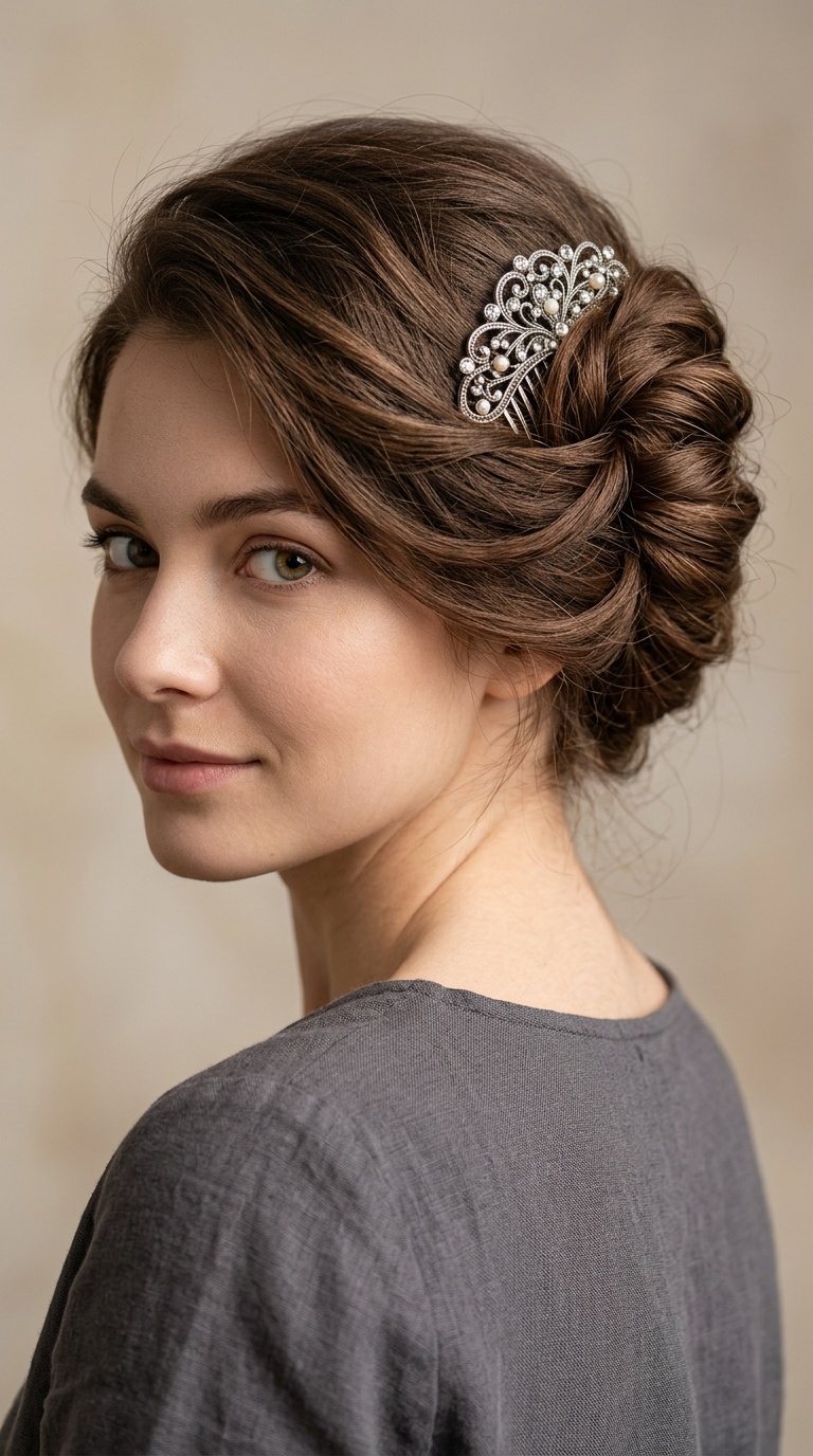 French Twist with a Decorative Comb