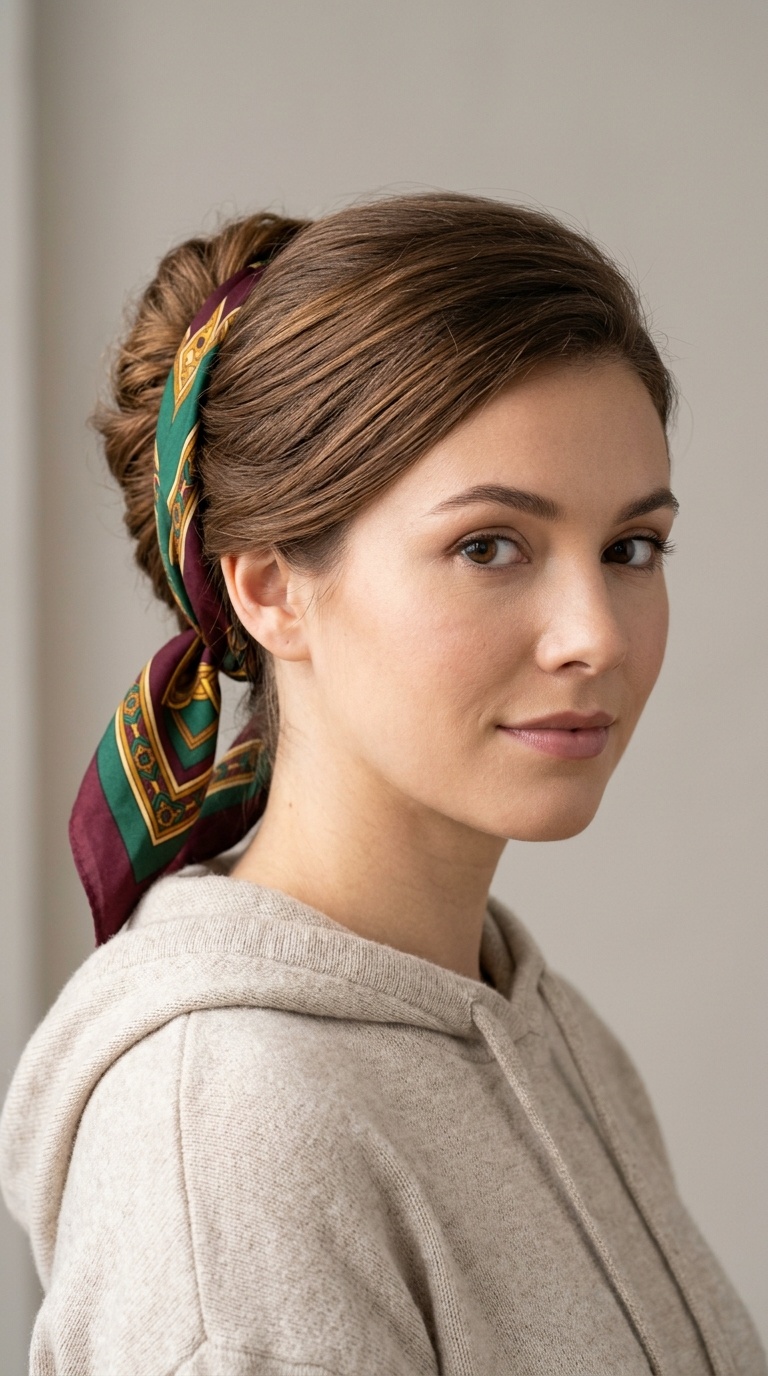 French Twist with a Silk Scarf