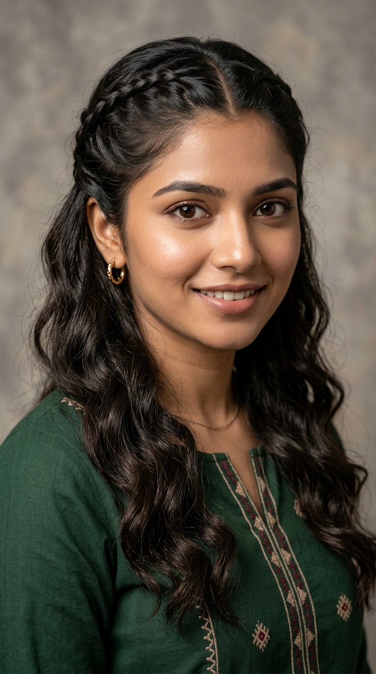 Front Braided Open Hair