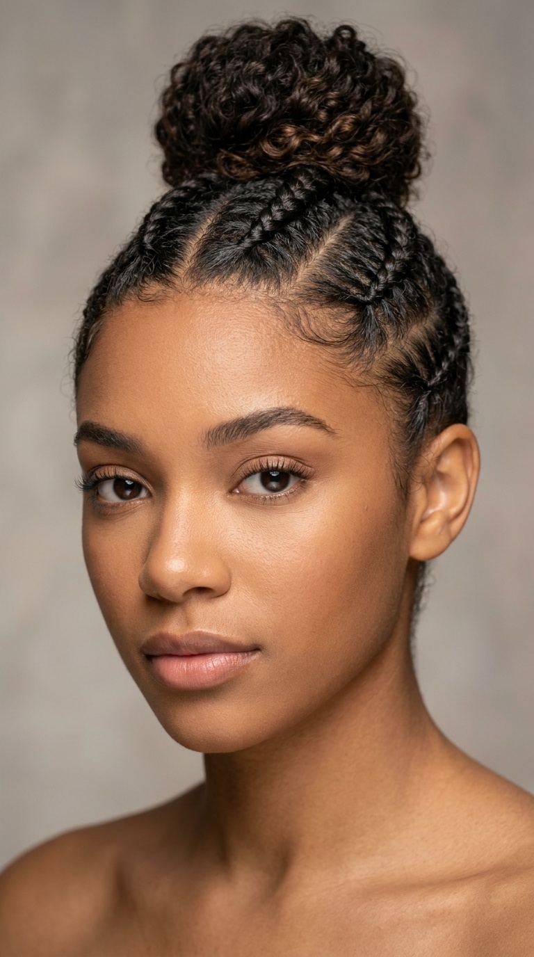 Front Row Braids with a Bun