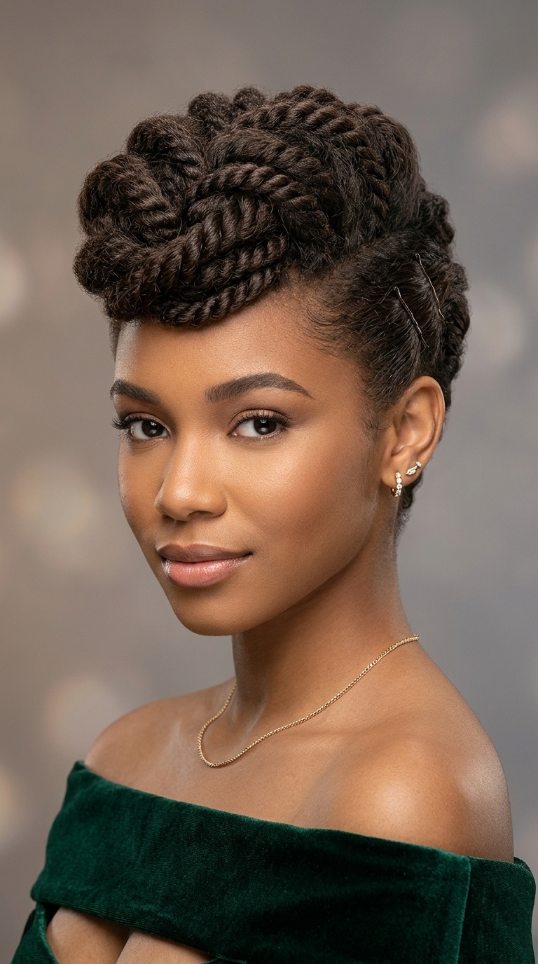 Front-Row Rope Twist Pompadour
