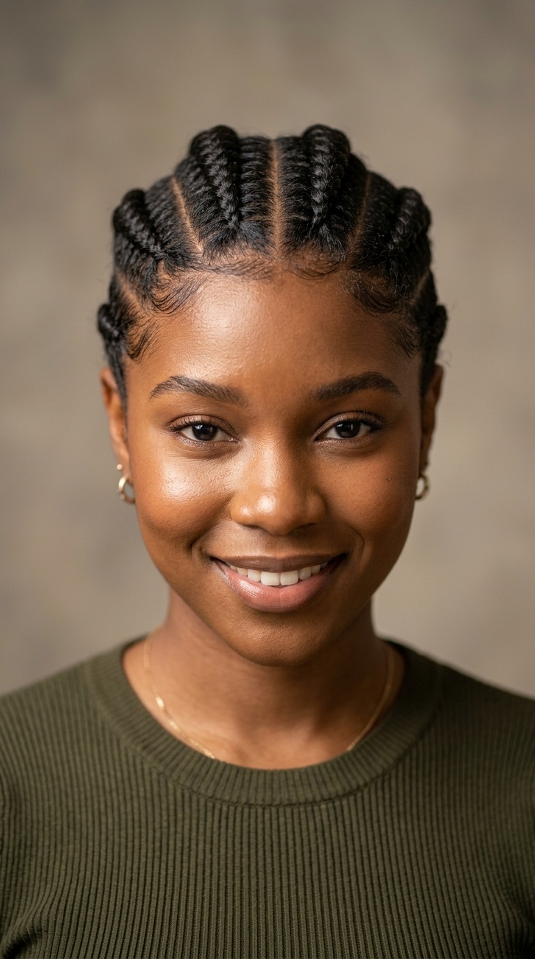 Front-to-Back Chunky Cornrows
